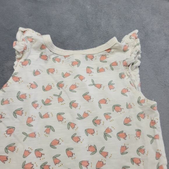 Childhood Shirt Girls 18-24 Months Cream Sage Tulip Floral Breathable Cotton Top - Picture 5 of 10